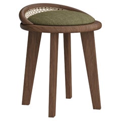 Sgabello da pranzo Brummell in rattan e legno di noce Made in Portugal by Wood Tailors