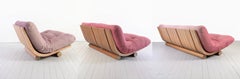 Handcrafted Brutalist, Sculptural Sofa Set of 3 in Massive Pine Wood 1970
