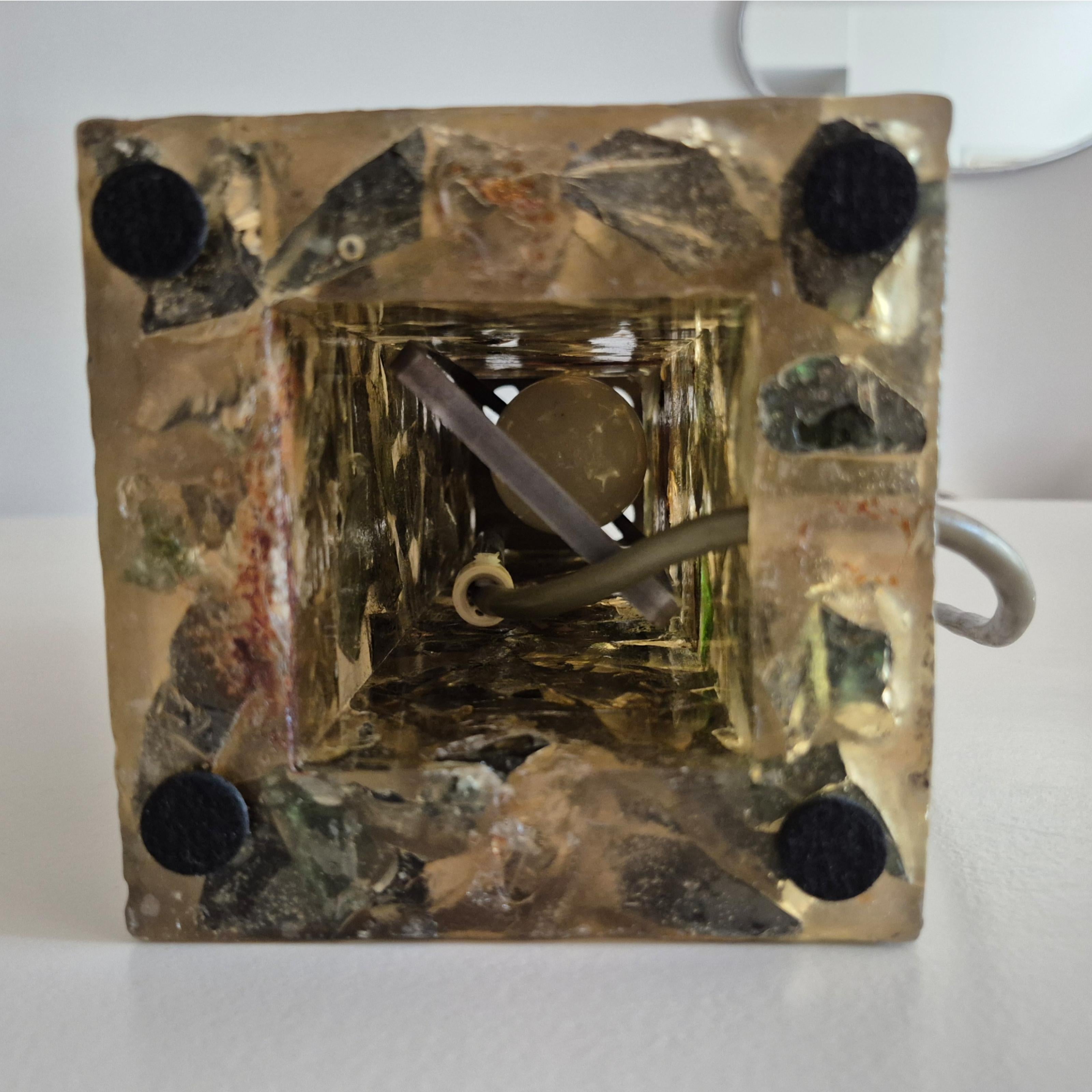 Glass Handcrafted brutalist table lamp, Germany 1960s For Sale