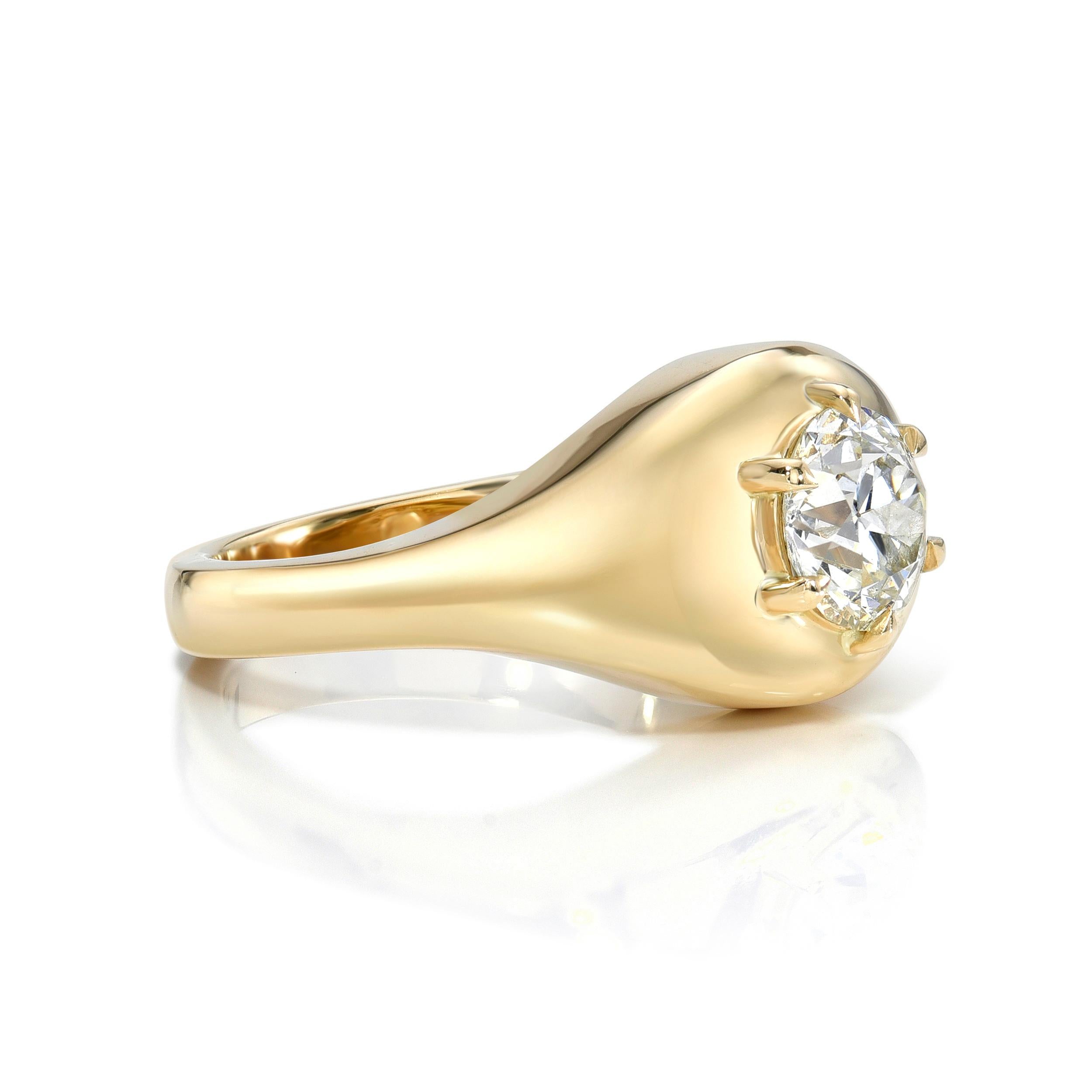 0.75ct K/VS1 GIA certified old European cut diamond prong set in a hand crafted 18K yellow gold mounting.