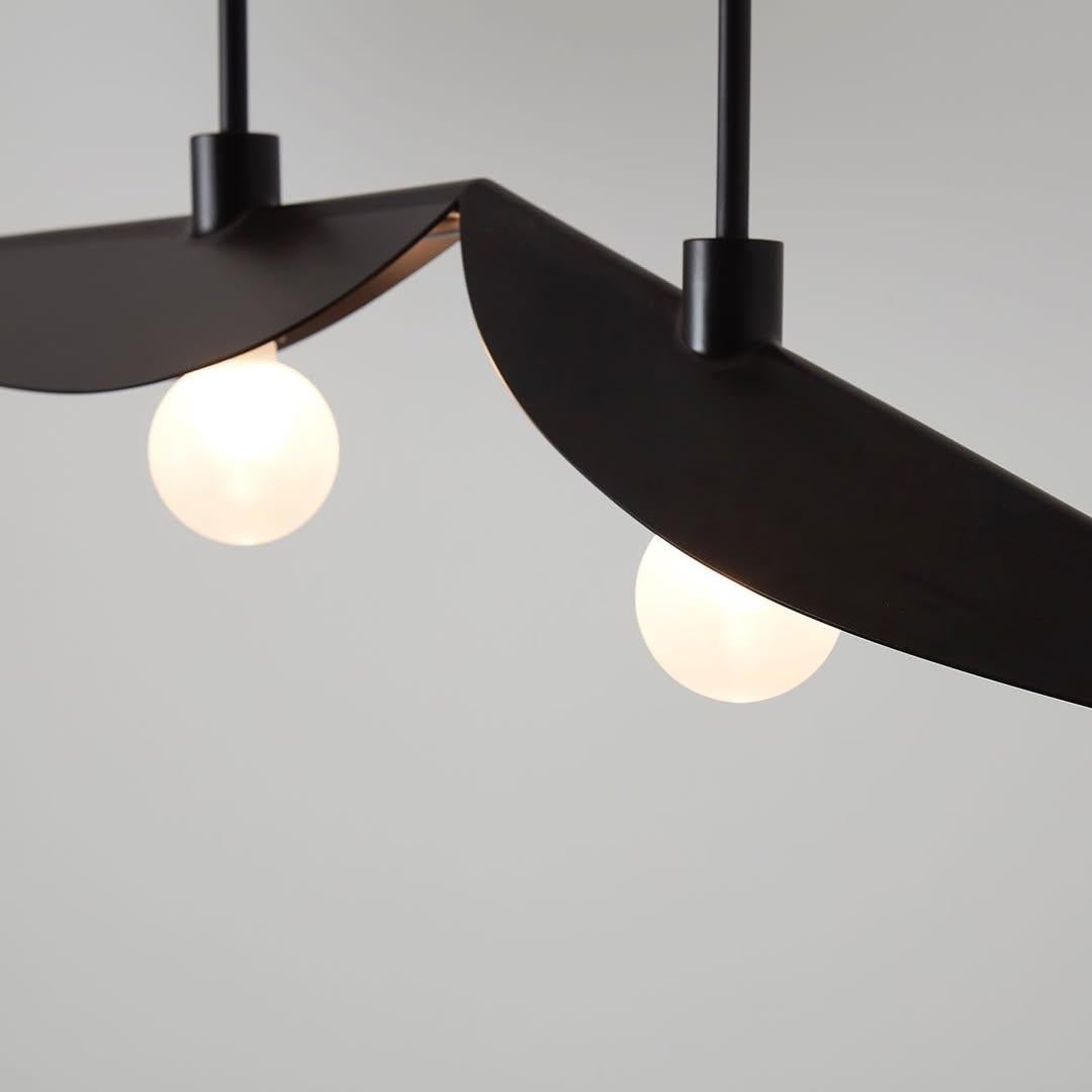 Handcrafted Burgundy Steel & Brass Feuillage Duo Ceiling Mounted Light Carla Baz For Sale 2