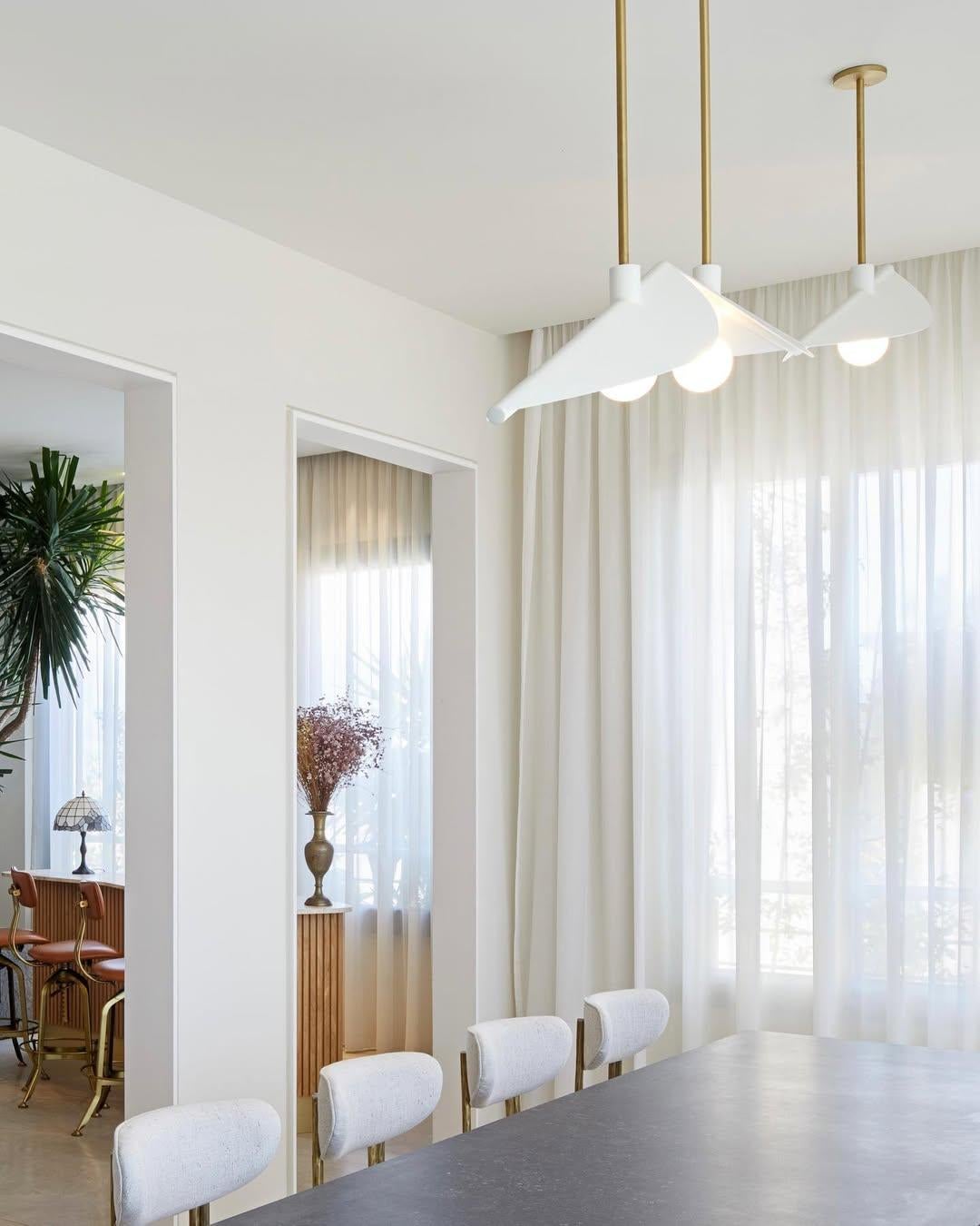 Handcrafted Burgundy Steel & Brass Feuillage Duo Ceiling Mounted Light Carla Baz For Sale 4
