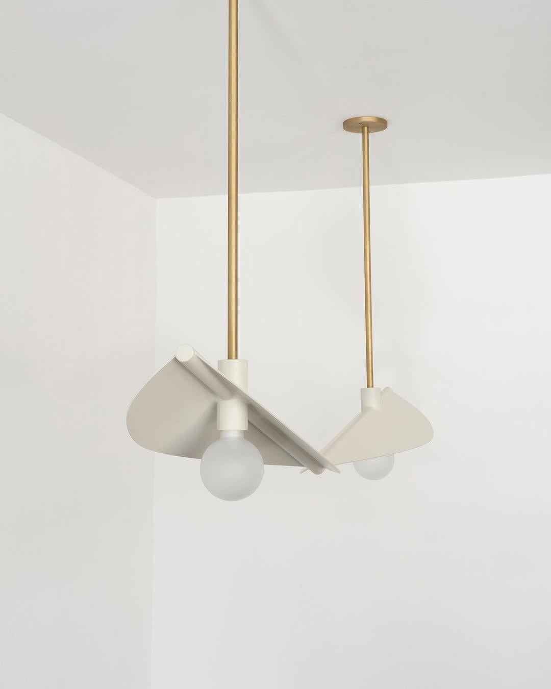Contemporary Handcrafted Burgundy Steel & Brass Feuillage Duo Ceiling Mounted Light Carla Baz For Sale