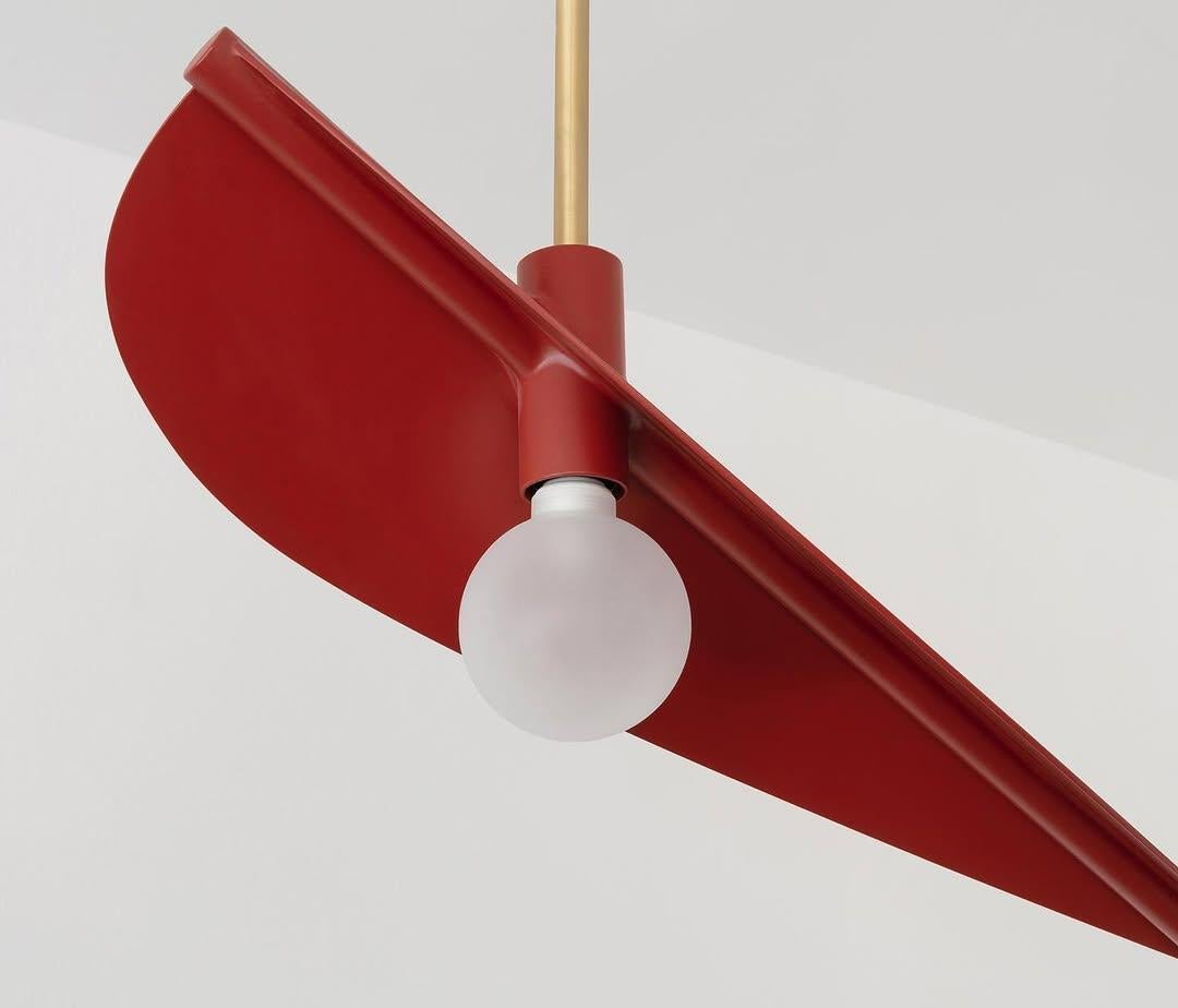 Handcrafted Burgundy Steel & Brass Feuillage Duo Ceiling Mounted Light Carla Baz For Sale 1