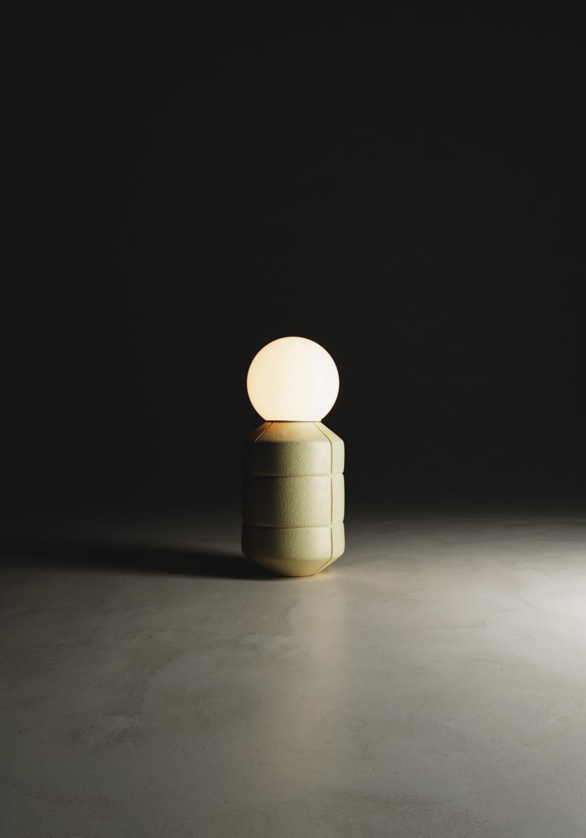 Minimalist Handcrafted Butter Yellow Navaz Lamp Ceramic Pottery Table Illumination Lighting For Sale