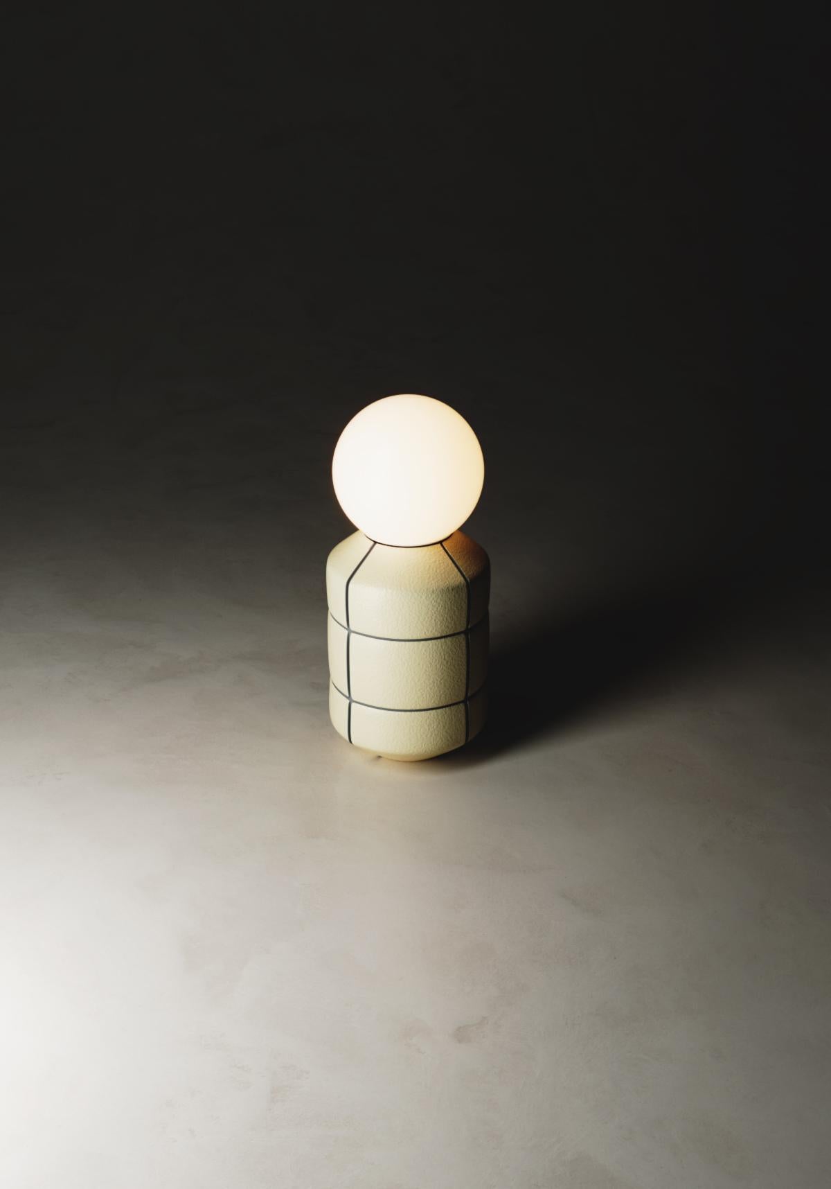 Ukrainian Handcrafted Butter Yellow Navaz Lamp Ceramic Pottery Table Illumination Lighting For Sale