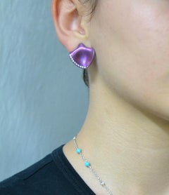 Pink Titanium Diamond Gold Earrings