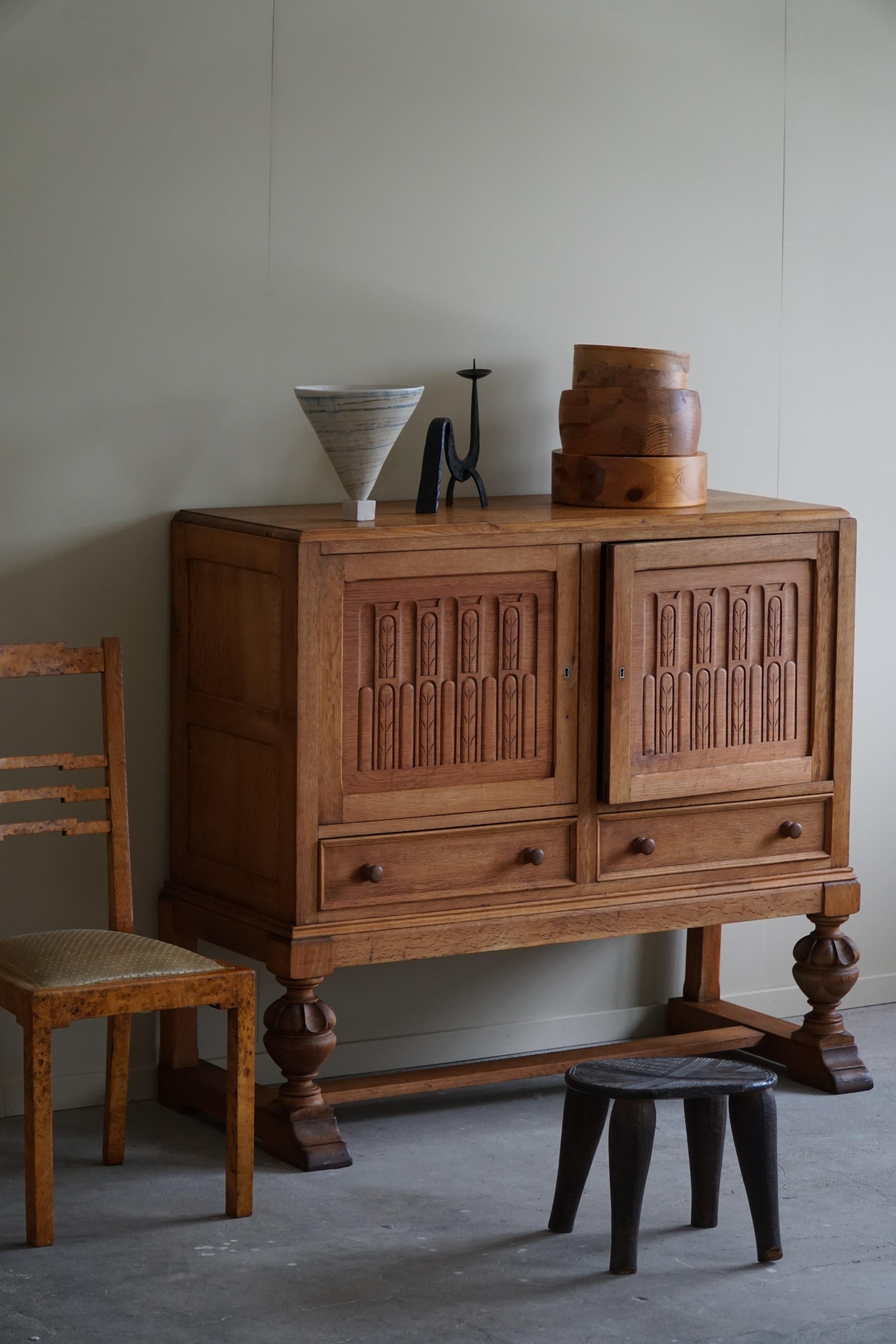 Handcrafted Cabinet in Oak, Mid Century, Made by a Danish Carpenter in the 1950s For Sale 8
