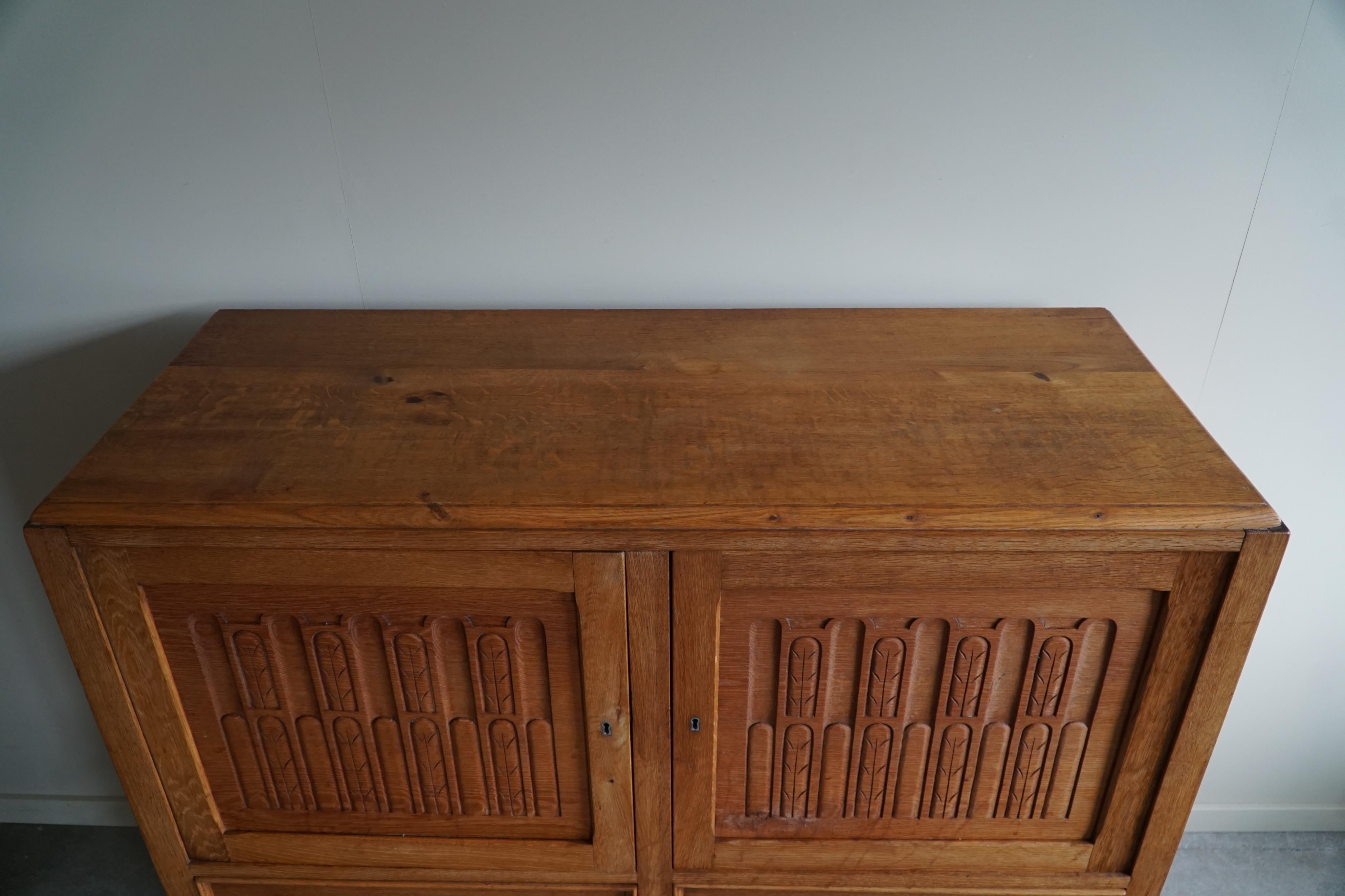 Handcrafted Cabinet in Oak, Mid Century, Made by a Danish Carpenter in the 1950s For Sale 11