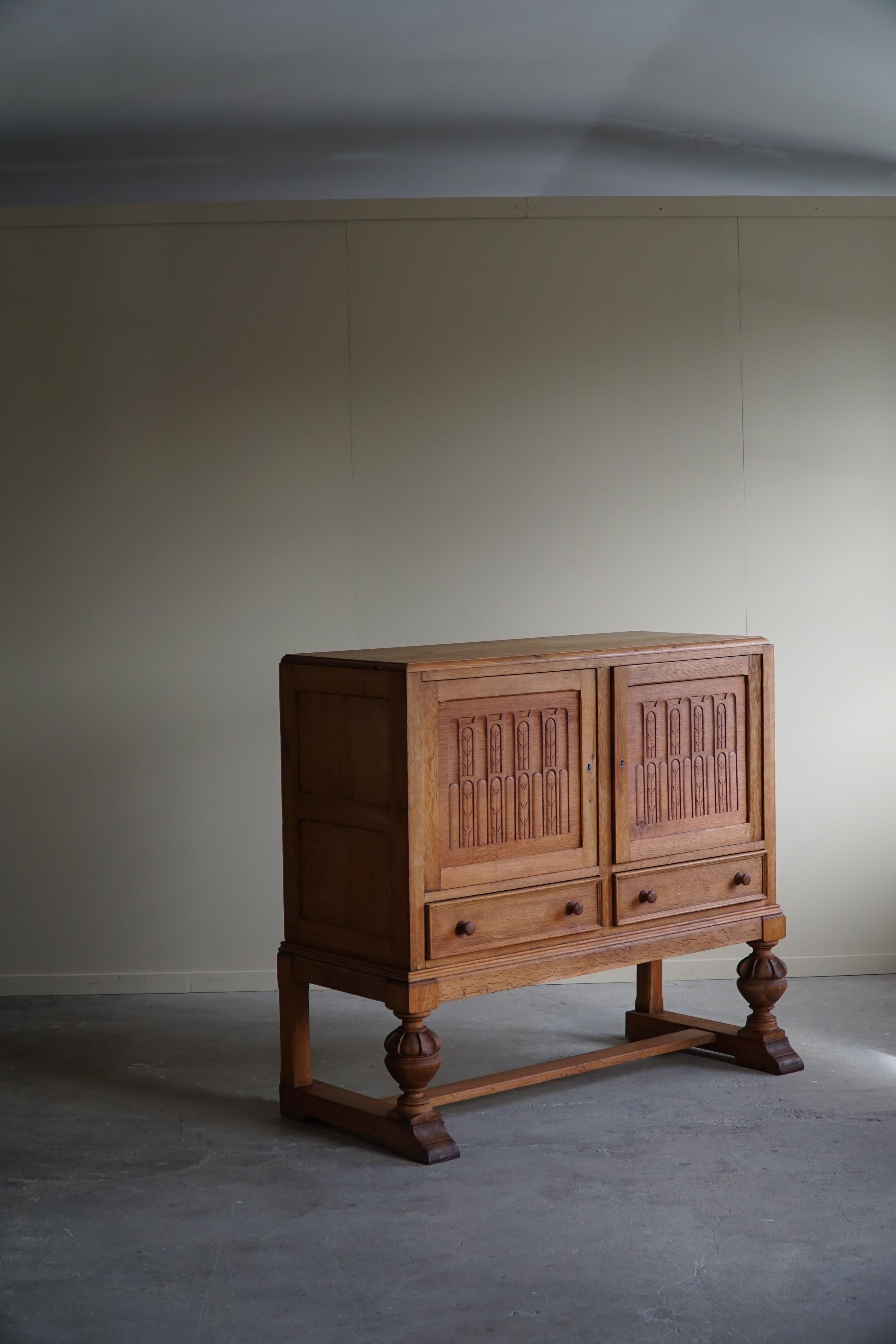 Handcrafted Cabinet in Oak, Mid Century, Made by a Danish Carpenter in the 1950s For Sale 12