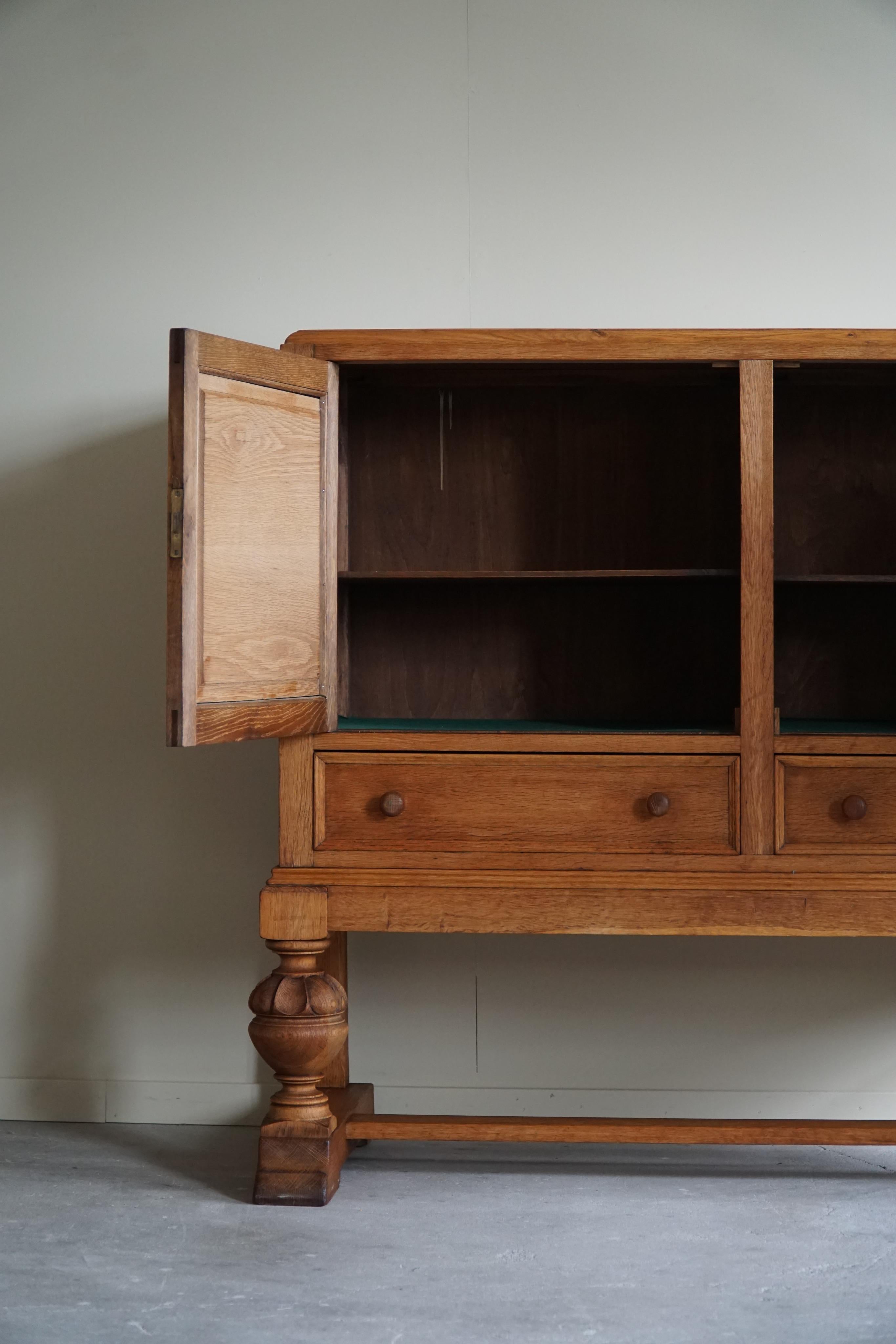 Handcrafted Cabinet in Oak, Mid Century, Made by a Danish Carpenter in the 1950s For Sale 14