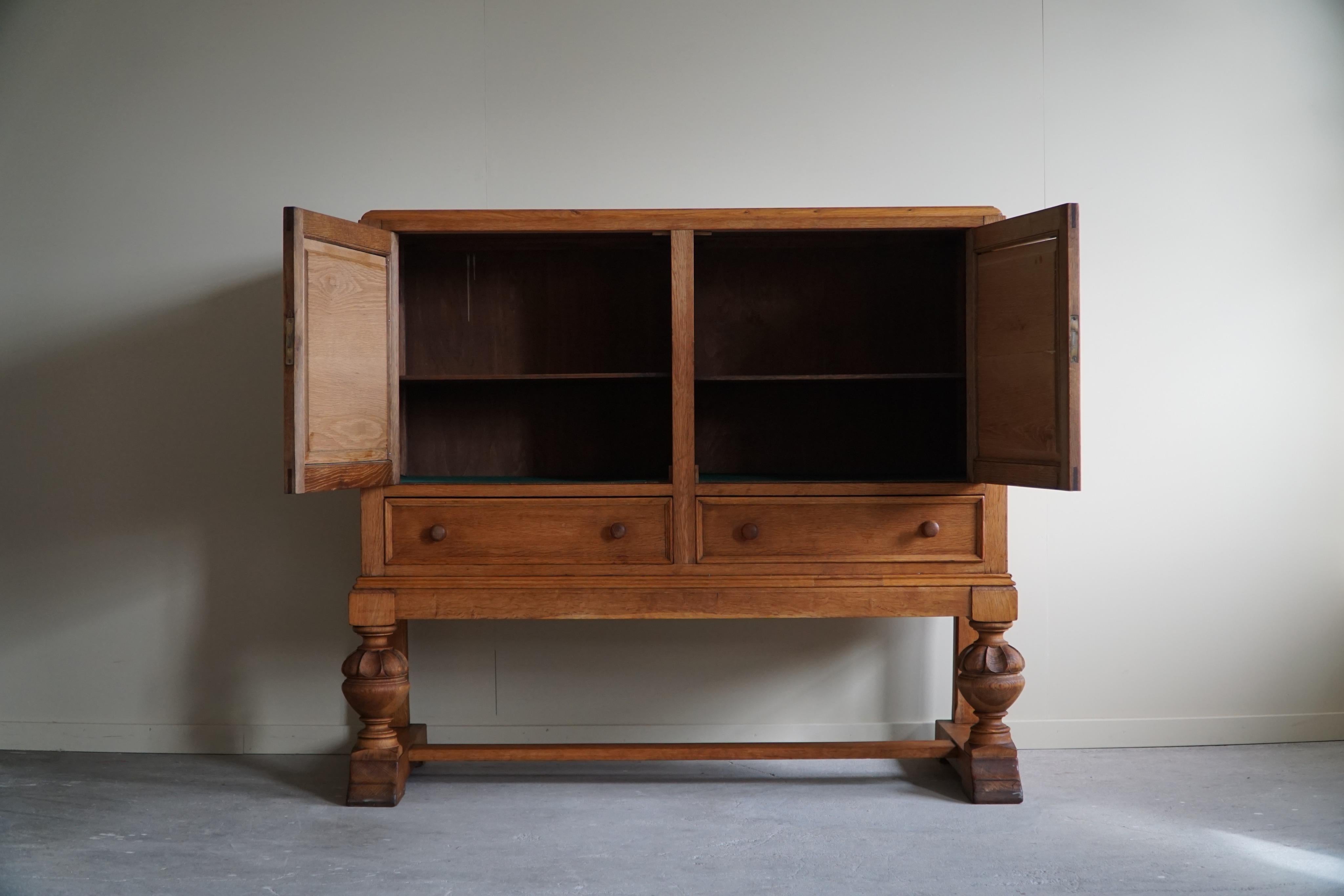 Hand-Crafted Handcrafted Cabinet in Oak, Mid Century, Made by a Danish Carpenter in the 1950s For Sale