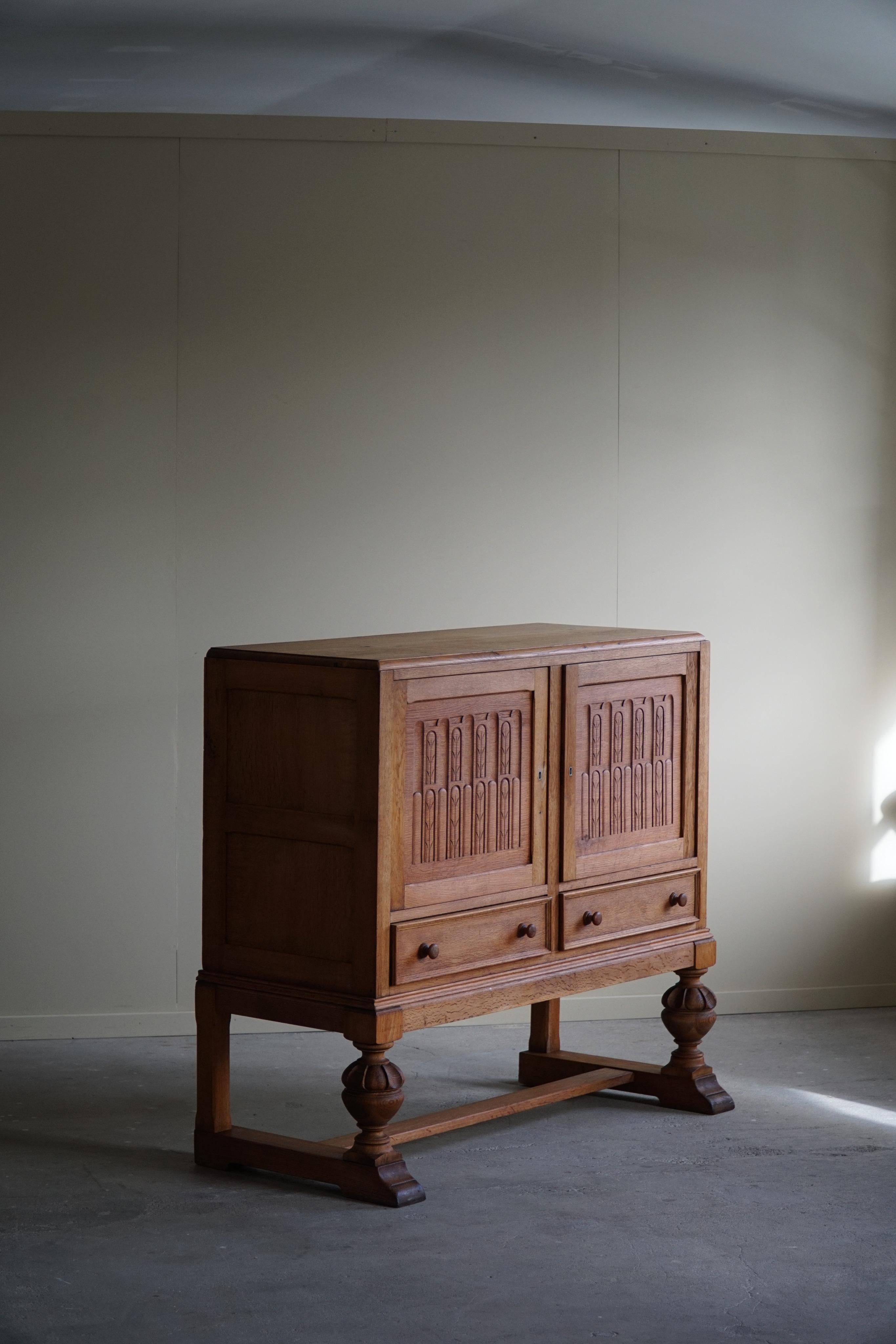 20th Century Handcrafted Cabinet in Oak, Mid Century, Made by a Danish Carpenter in the 1950s For Sale