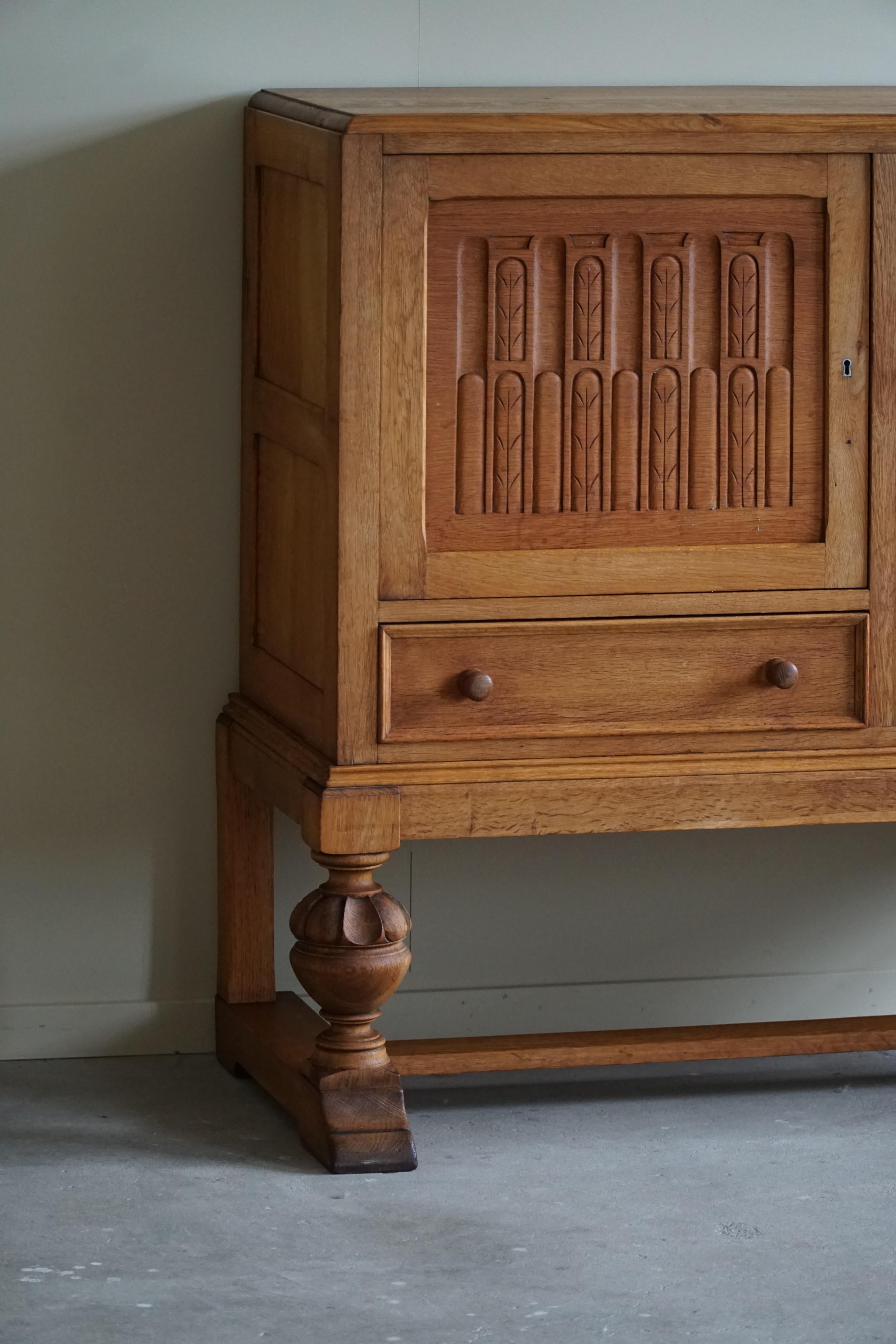 Handcrafted Cabinet in Oak, Mid Century, Made by a Danish Carpenter in the 1950s For Sale 1