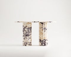 Handcrafted Calacatta Viola Marble Console Table, Custom Hallway Stone