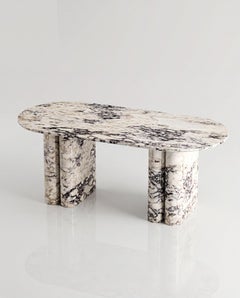 Handcrafted Calacatta Viola Marble Dining Table, Custom Stone White Table
