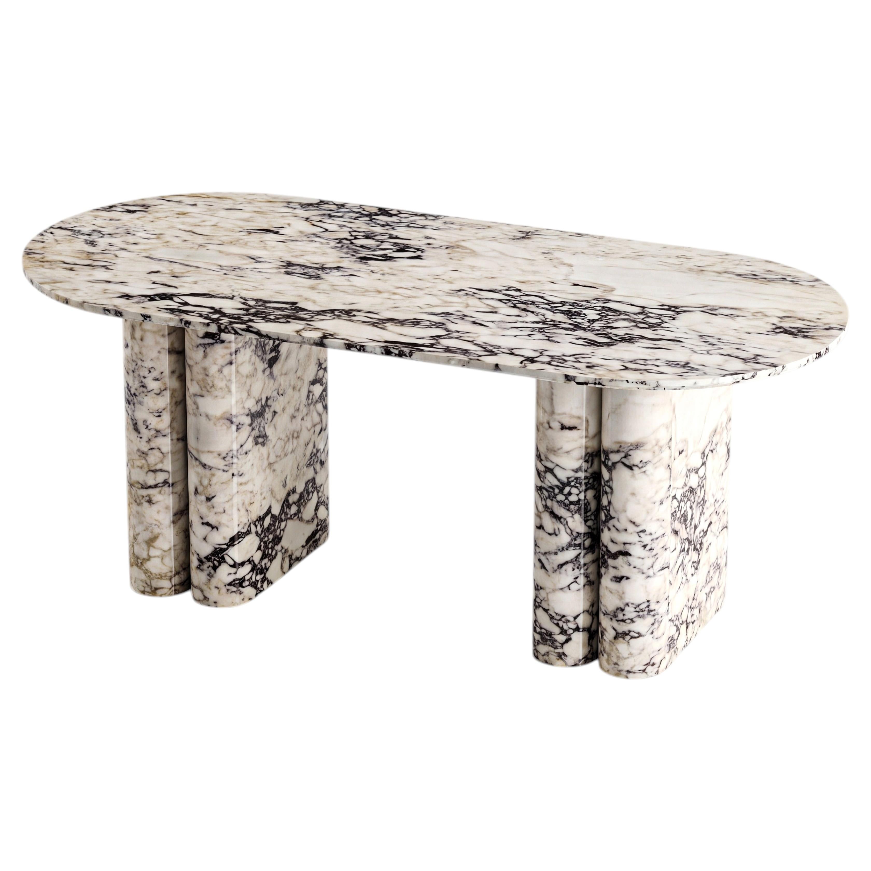 Handcrafted Calacatta Viola Marble Dining Table, Custom Stone White Table