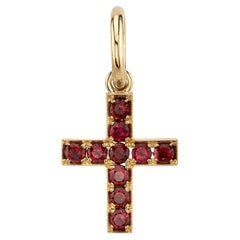Handcrafted Carmela Cross with Round Cut Color Gemstones by Single Stone