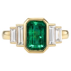 Handcrafted Caroline Cut Emerald Ring by Single Stone