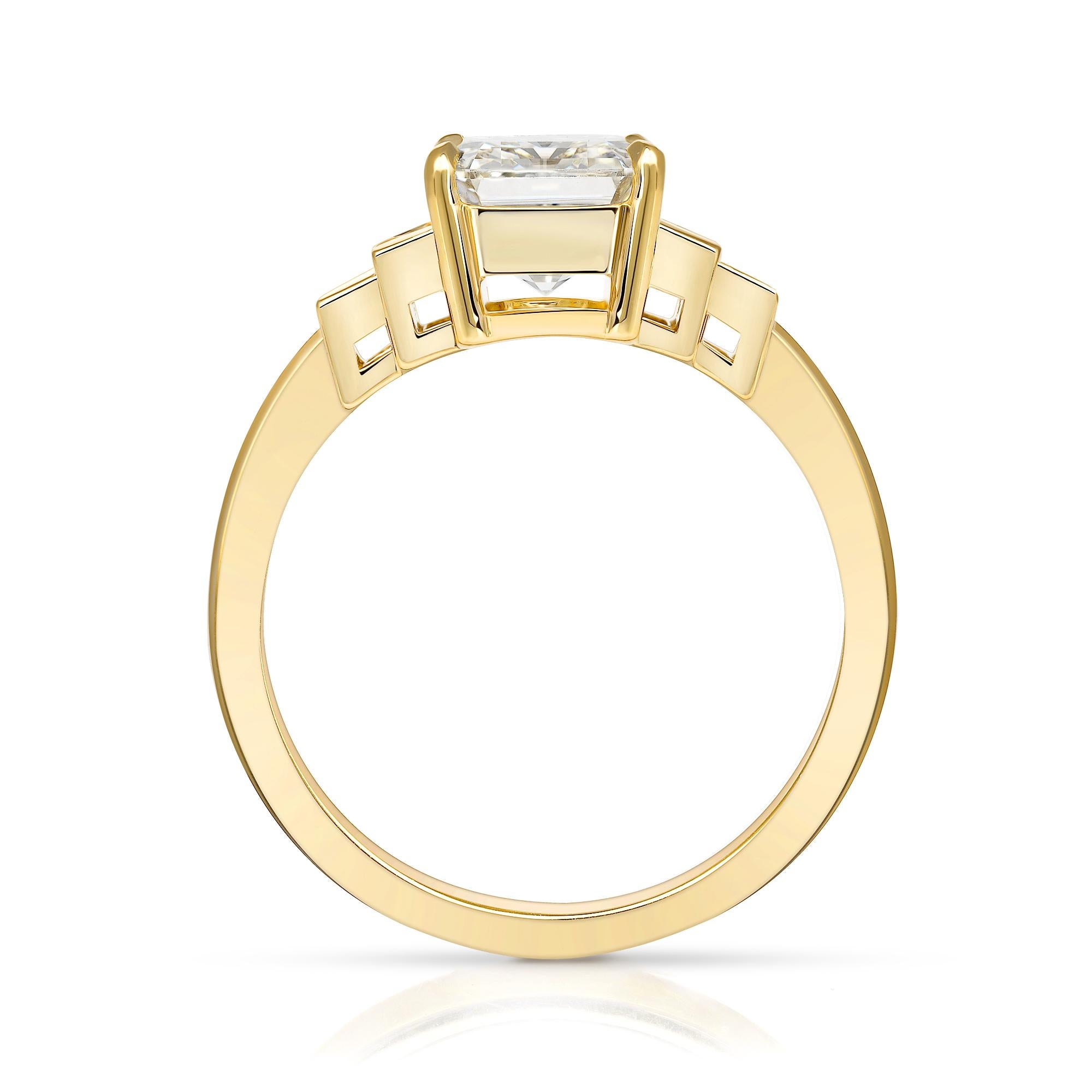 Handgefertigter Caroline-Diamantring mit Smaragdschliff von Single Stone im Zustand „Neu“ im Angebot in Los Angeles, CA