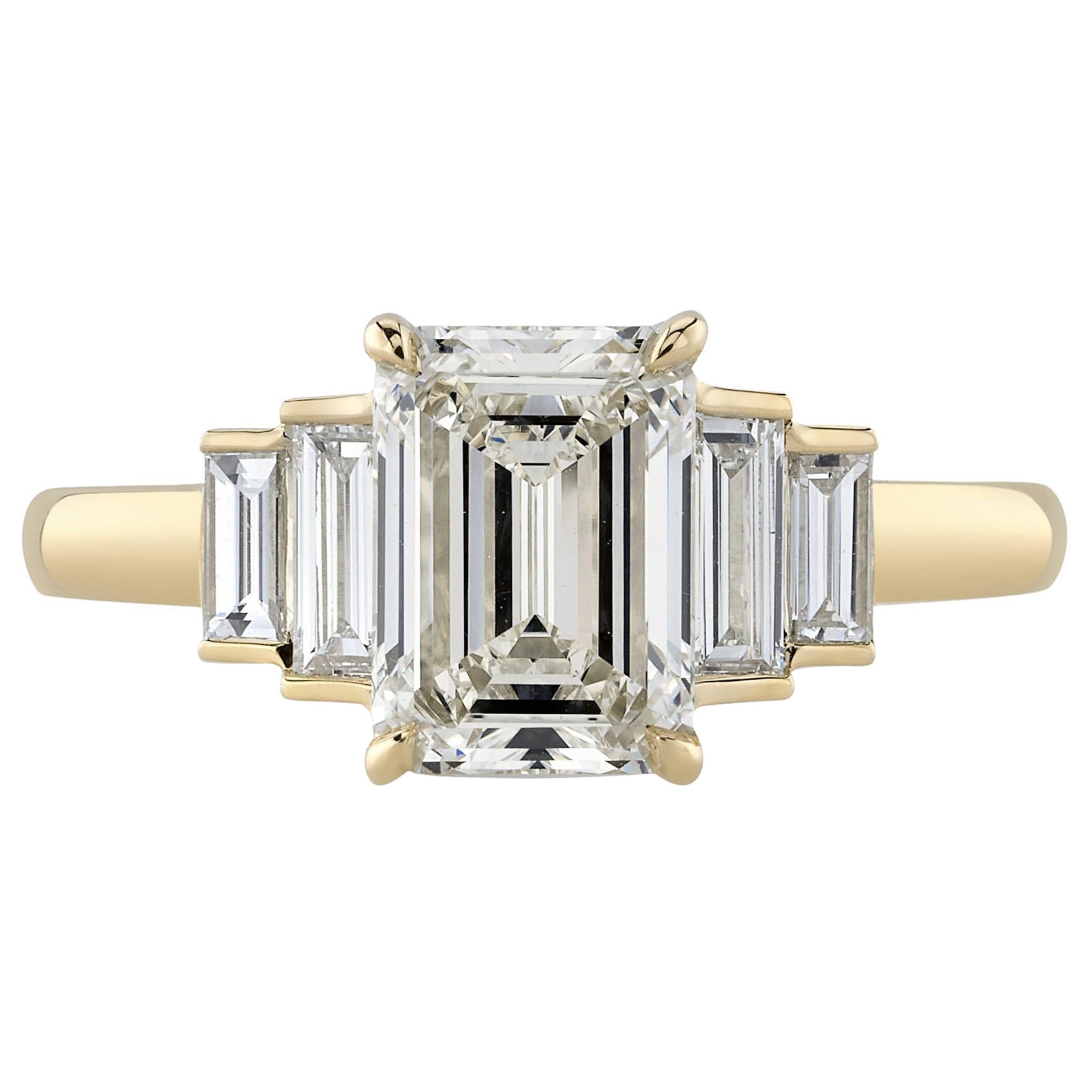 Handgefertigter Caroline-Diamantring mit Smaragdschliff von Single Stone