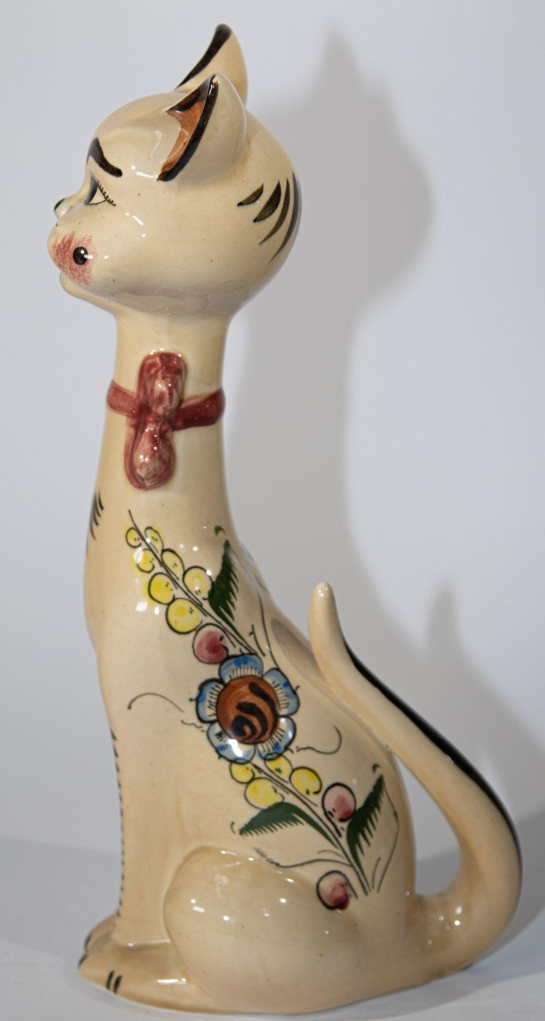 Chat en céramique fabriqué à la main, Italie, 1970 2