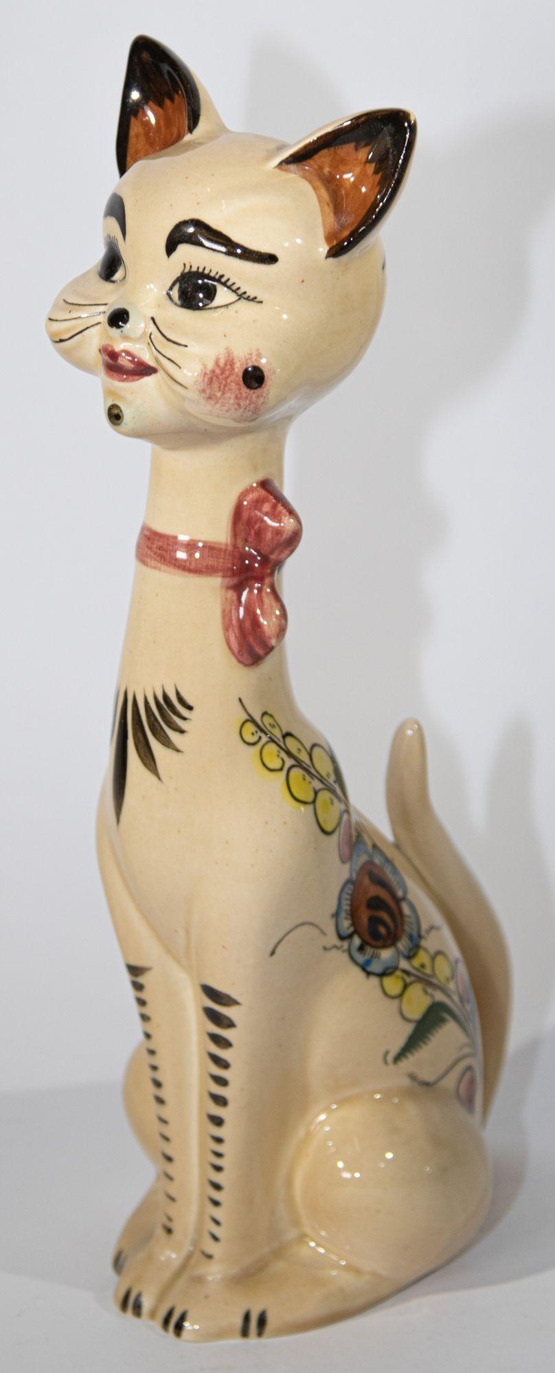 Chat en céramique fabriqué à la main, Italie, 1970 3