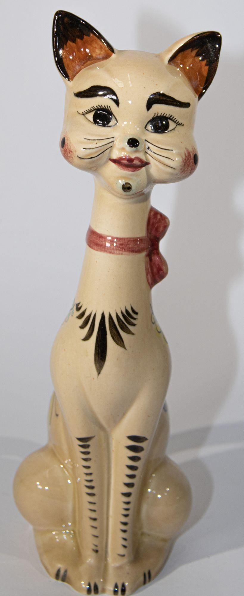 Céramique Chat en céramique fabriqué à la main, Italie, 1970