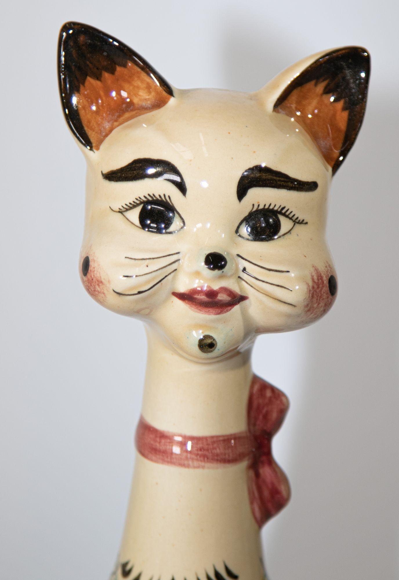 Chat en céramique fabriqué à la main, Italie, 1970 1