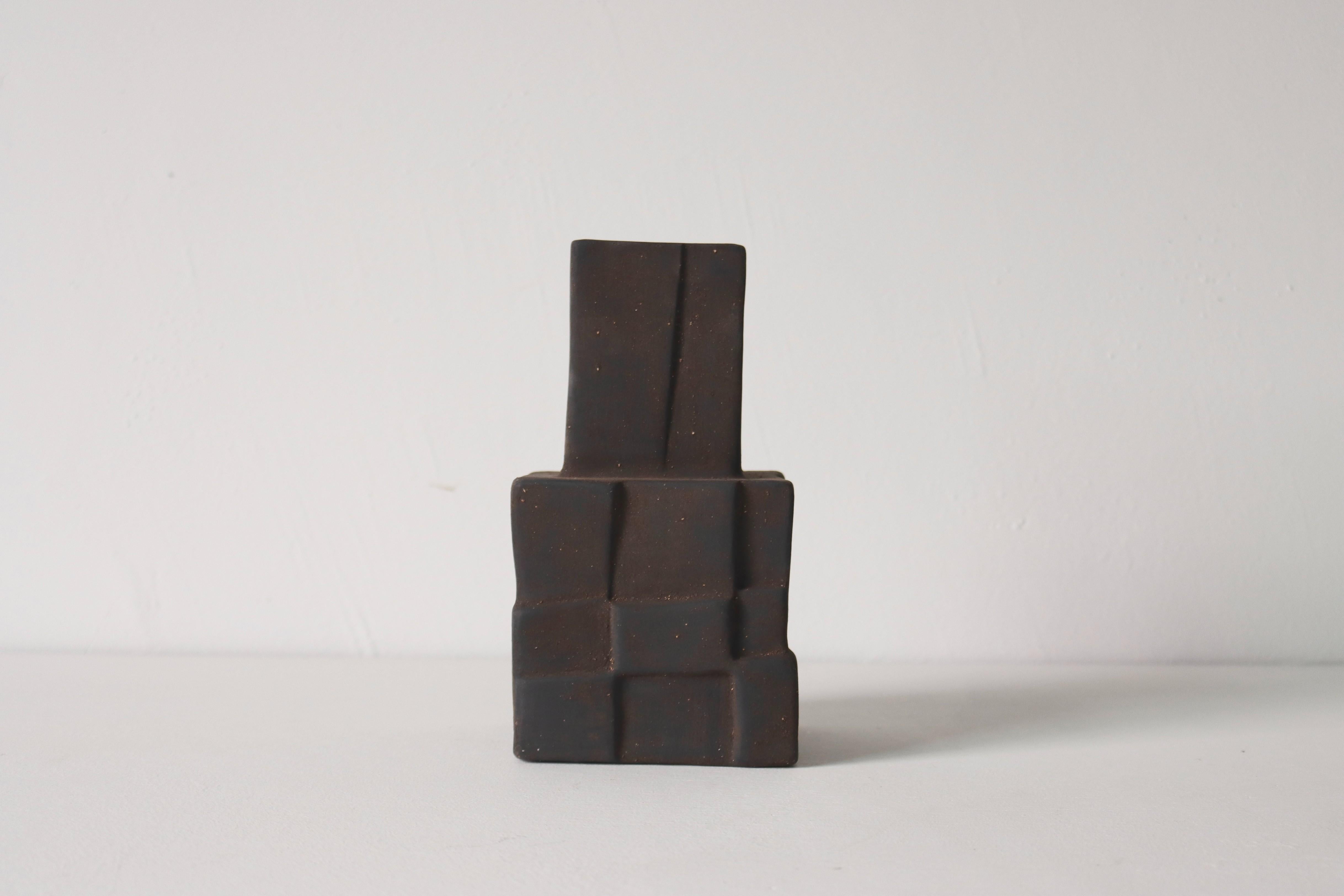 Vase cubique en céramique Handcraft (lot de 2 )-  Fusain avec texture brute Neuf - En vente à 景德镇市, CN