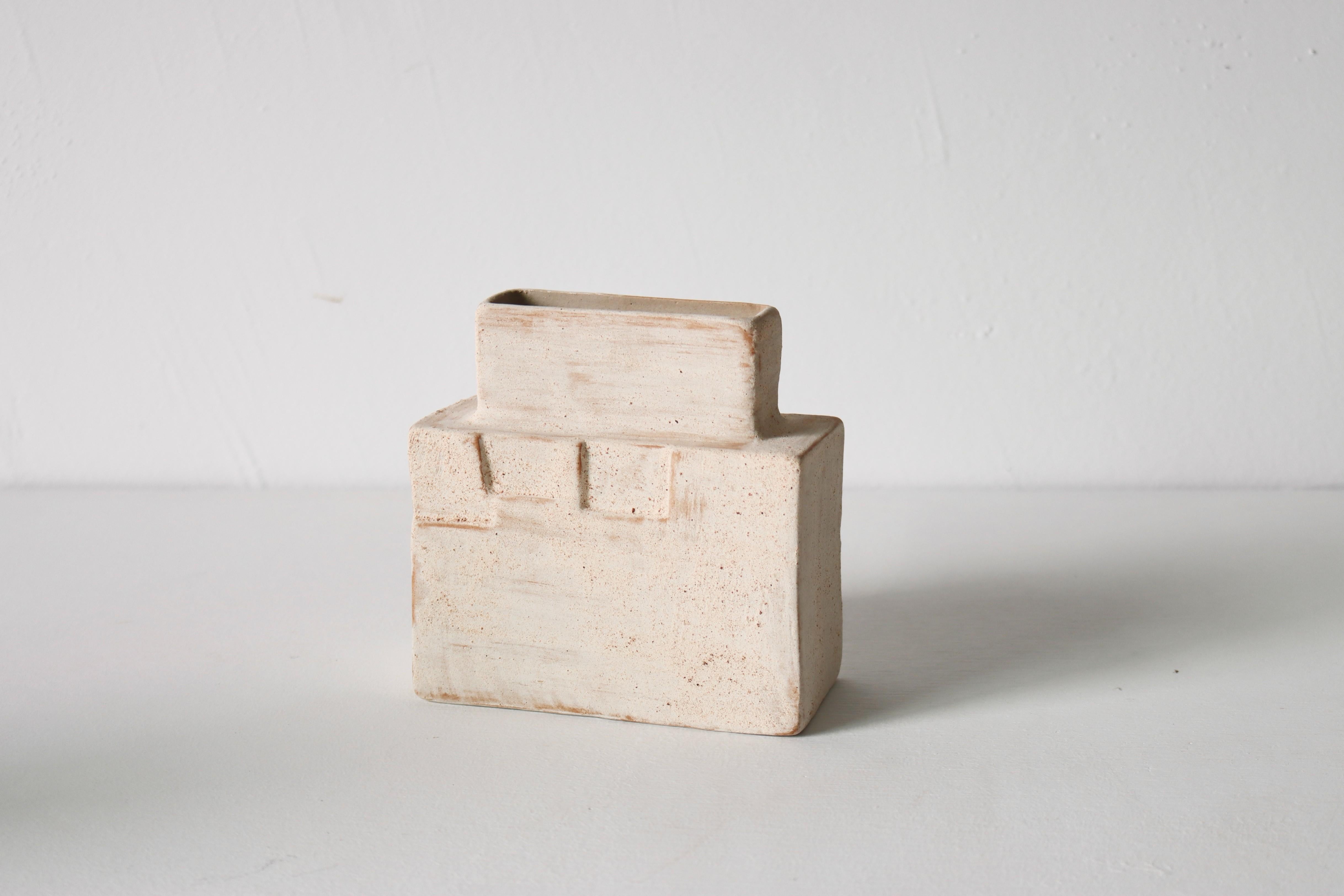 Vase cubique en céramique Handcraft (lot de 2 )-  Fusain avec texture brute Neuf - En vente à 景德镇市, CN