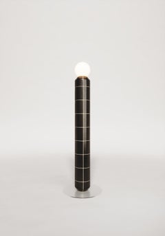 Handcrafted Ceramic Floor Lamp in Black Matt Glaze