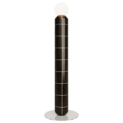 Handcrafted Ceramic Floor Lamp in Black Matt Glaze