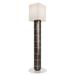 Handcrafted Ceramic Floor Lamp in Scorcheat Coal Glaze