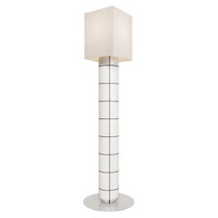 Handcrafted Ceramic Floor Lamp in White with Black Glaze