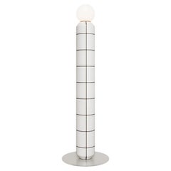 Handcrafted Ceramic Floor Lamp in White with Black Glaze