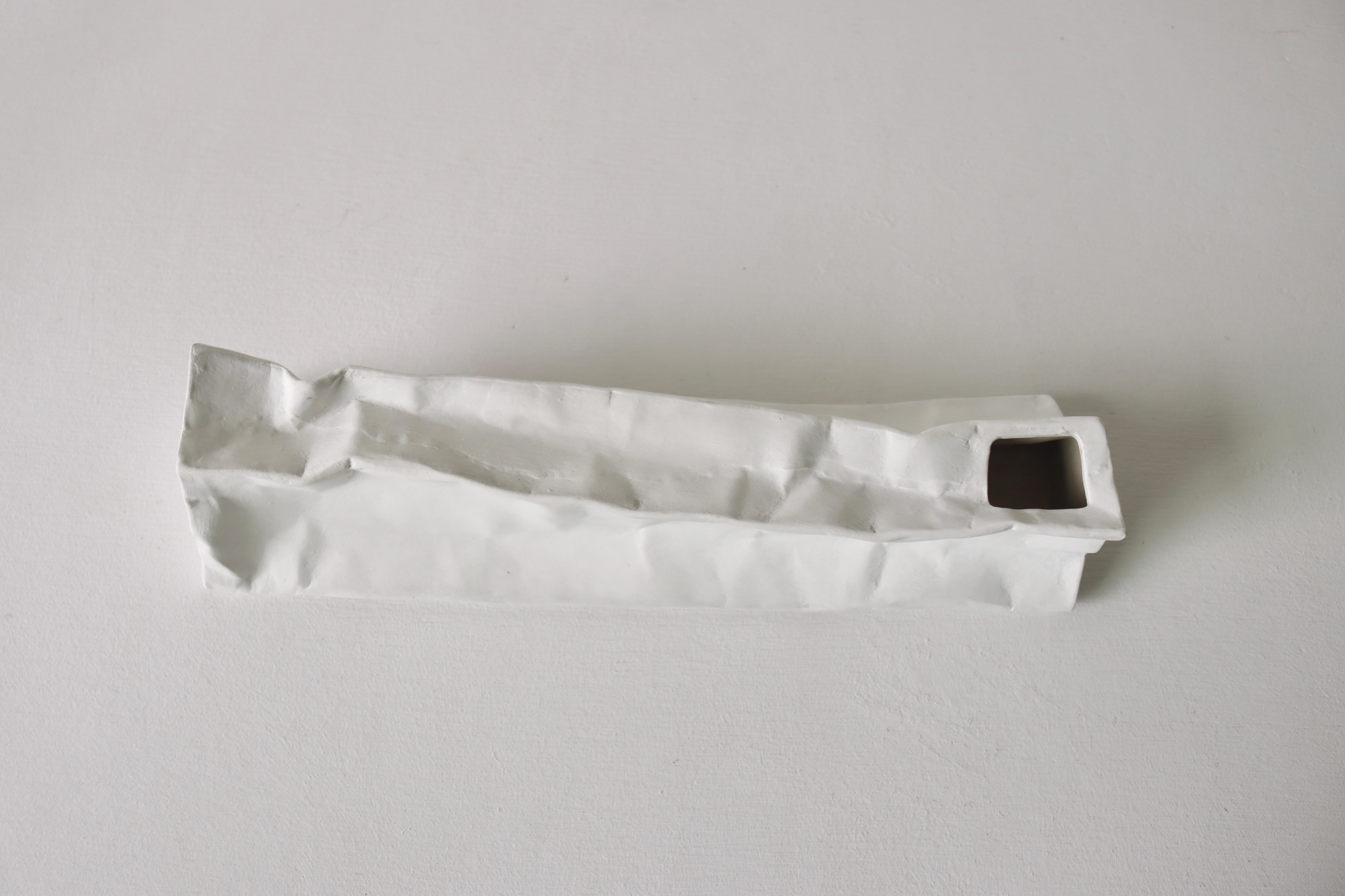Vase à sacs en papier en céramique Handcraft (lot de 2)-  Blanc Neuf - En vente à 景德镇市, CN