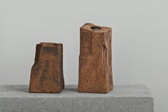 Handcrafted Ceramic Sculptural Vases (Set of 2) – Two Tone, Contemporary Design