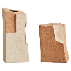 Handcrafted Ceramic Sculptural Vases (Set of 2) – Two Tone, Contemporary Design