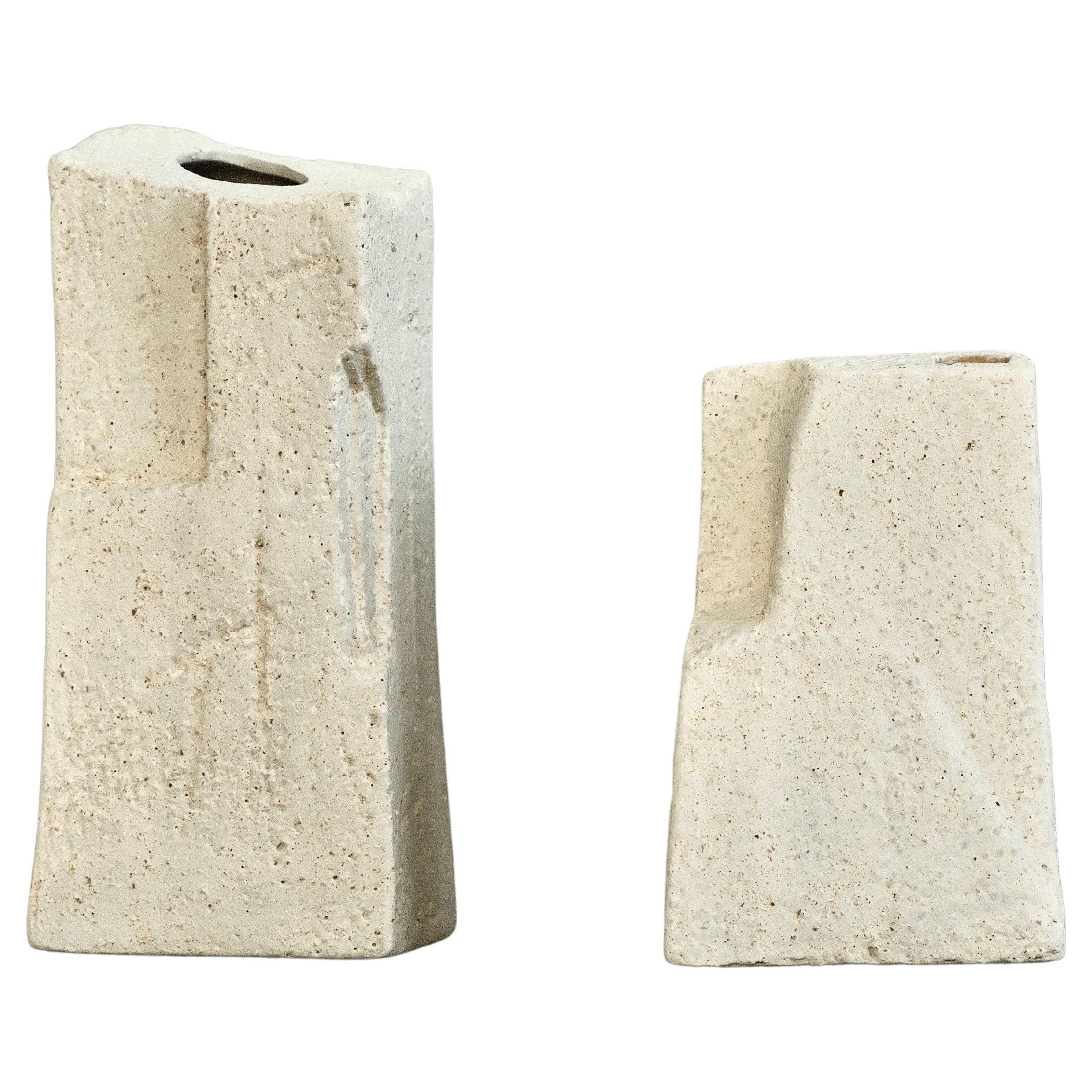 Handcrafted Ceramic Sculptural Vases (Set of 2) – Two Tone, Contemporary Design