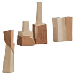 Handcrafted Ceramic Sculptural Vases (Set of 4) – Two Tone, Contemporary Design