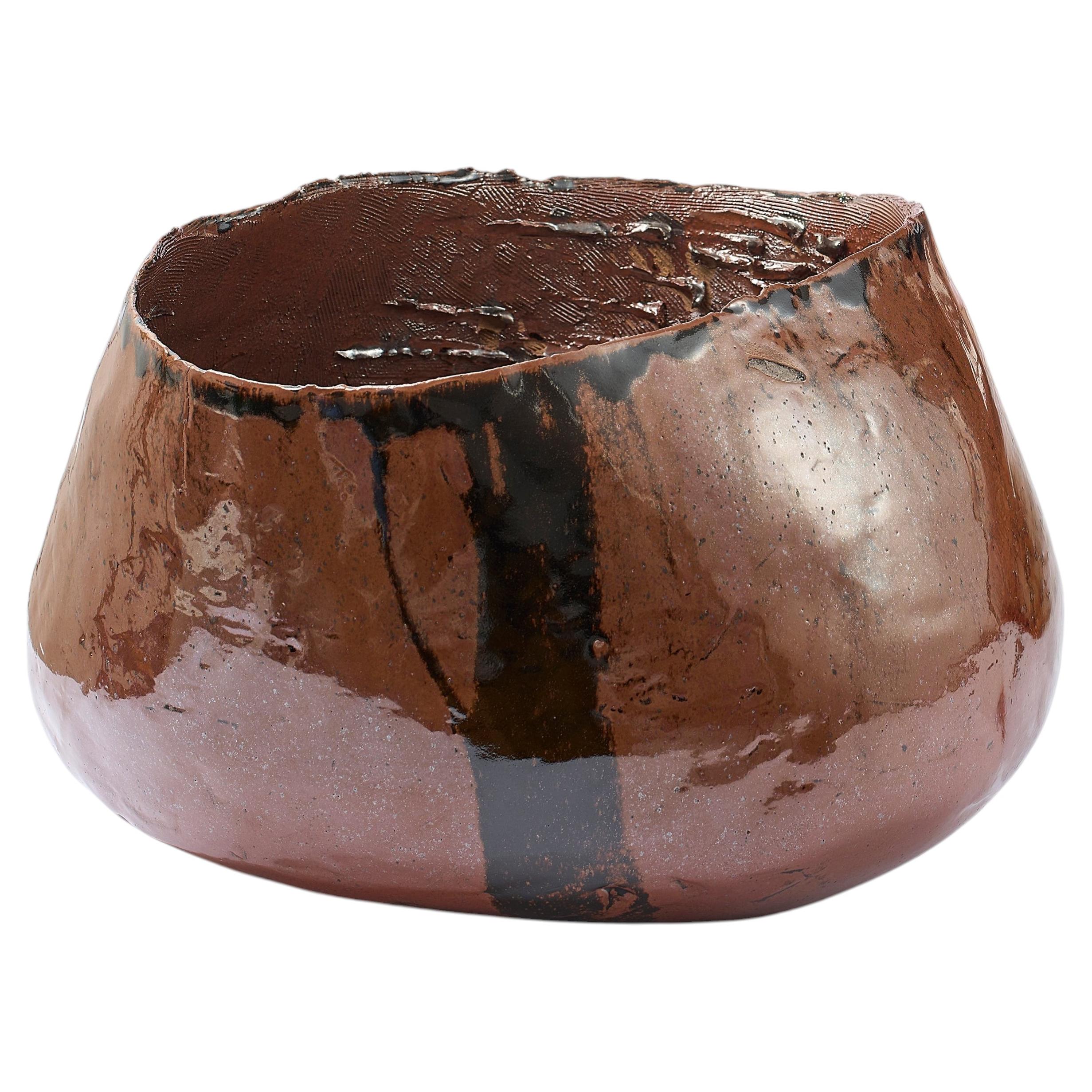 Handcrafted Ceramic Sculpture, Iron Glazed, by Flávia Soares, Brazil For Sale