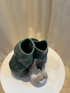 Sculpture en céramique fabriquée à la main - Forme abstraite organique avec contraste de texture