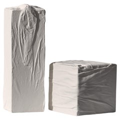 Handcrafted Ceramic Sculpture (Set of 2)- 'Packages',  with Drapery Texture