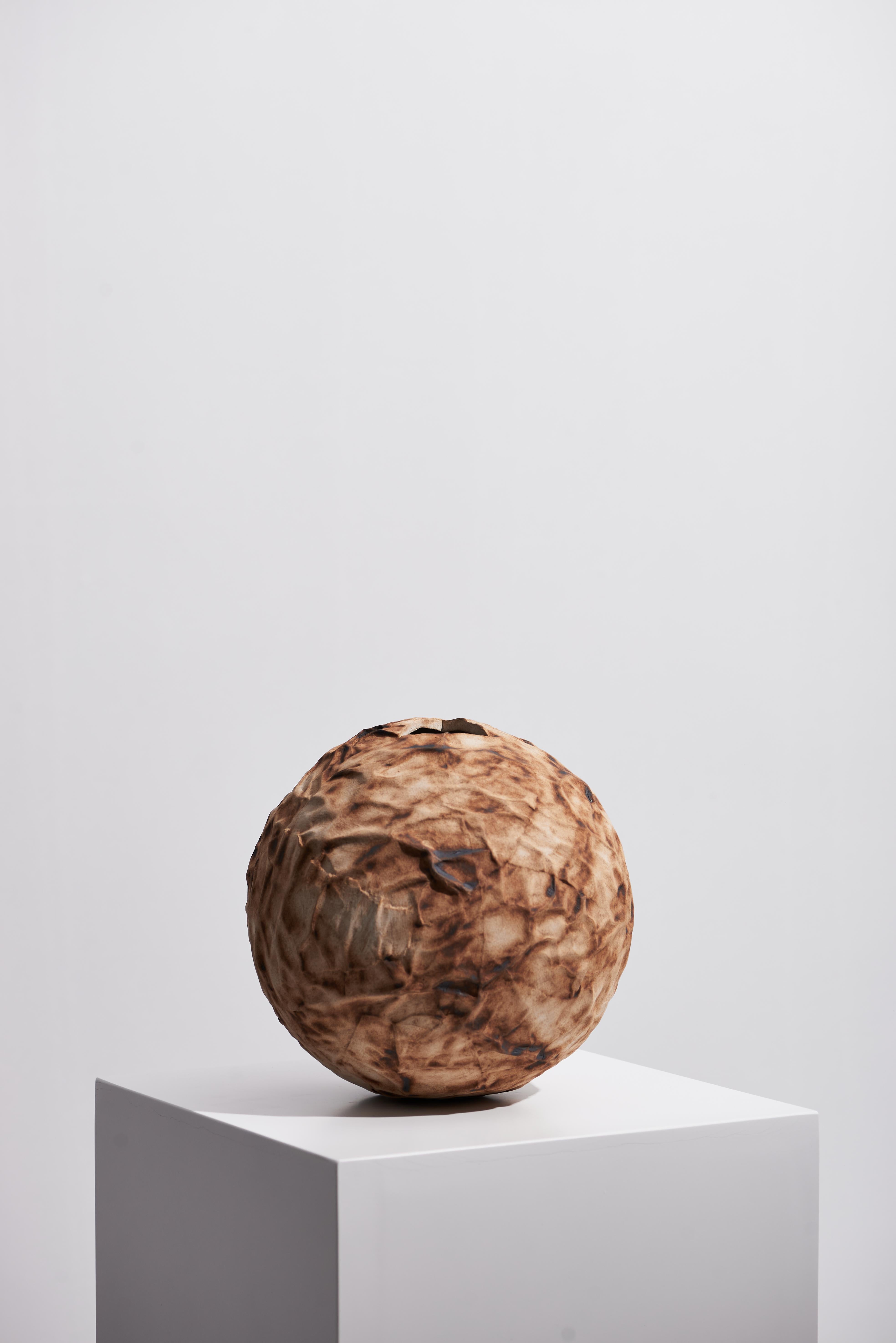 Chinese Handcrafted Ceramic Sphere Vases (Set of 3) - Sculptural Art Object For Sale