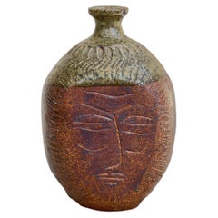 Handcrafted Ceramic Stoneware Face Bud Vase by E. Harris