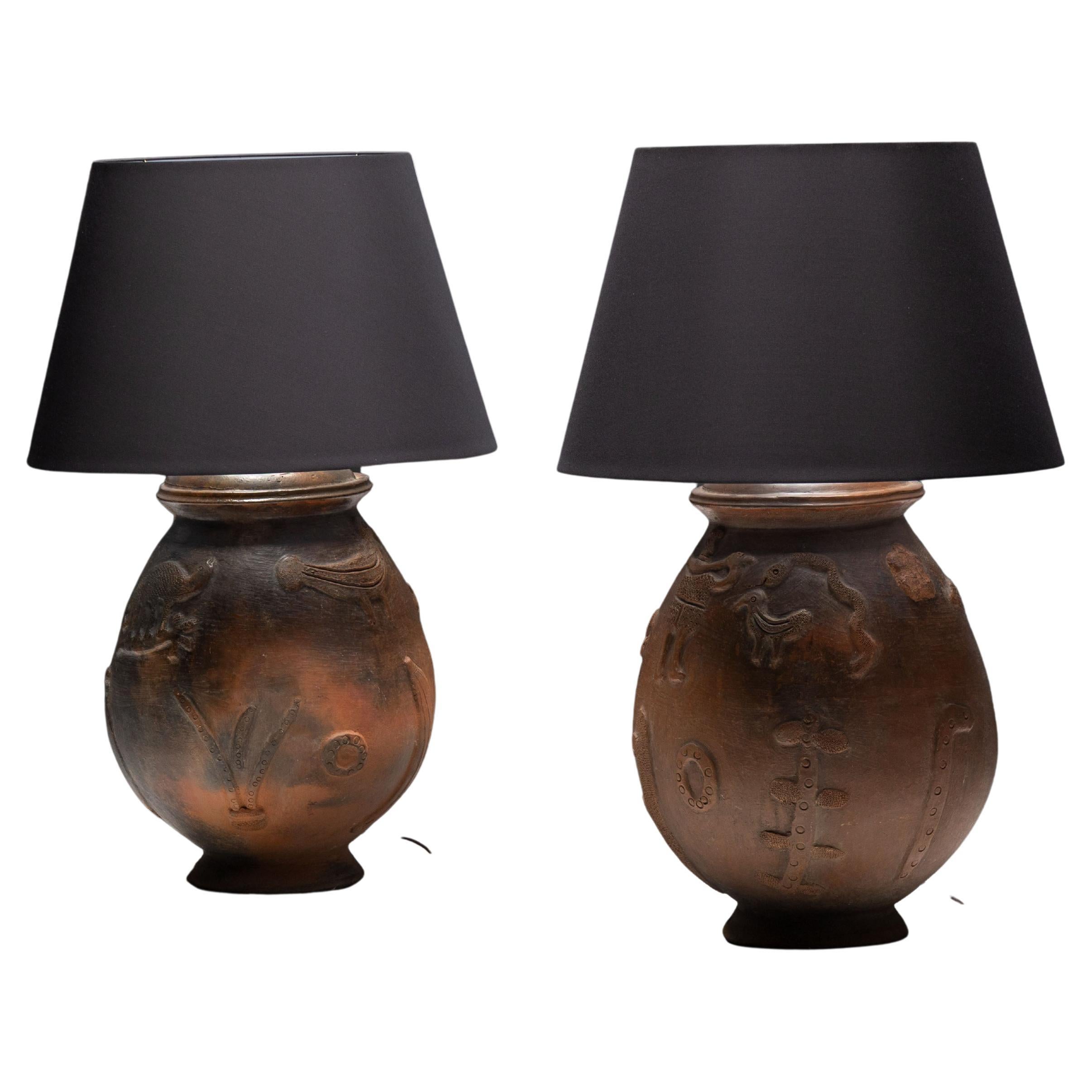 Handcrafted Ceramic Table Lamps, France, 20th Century in vendita