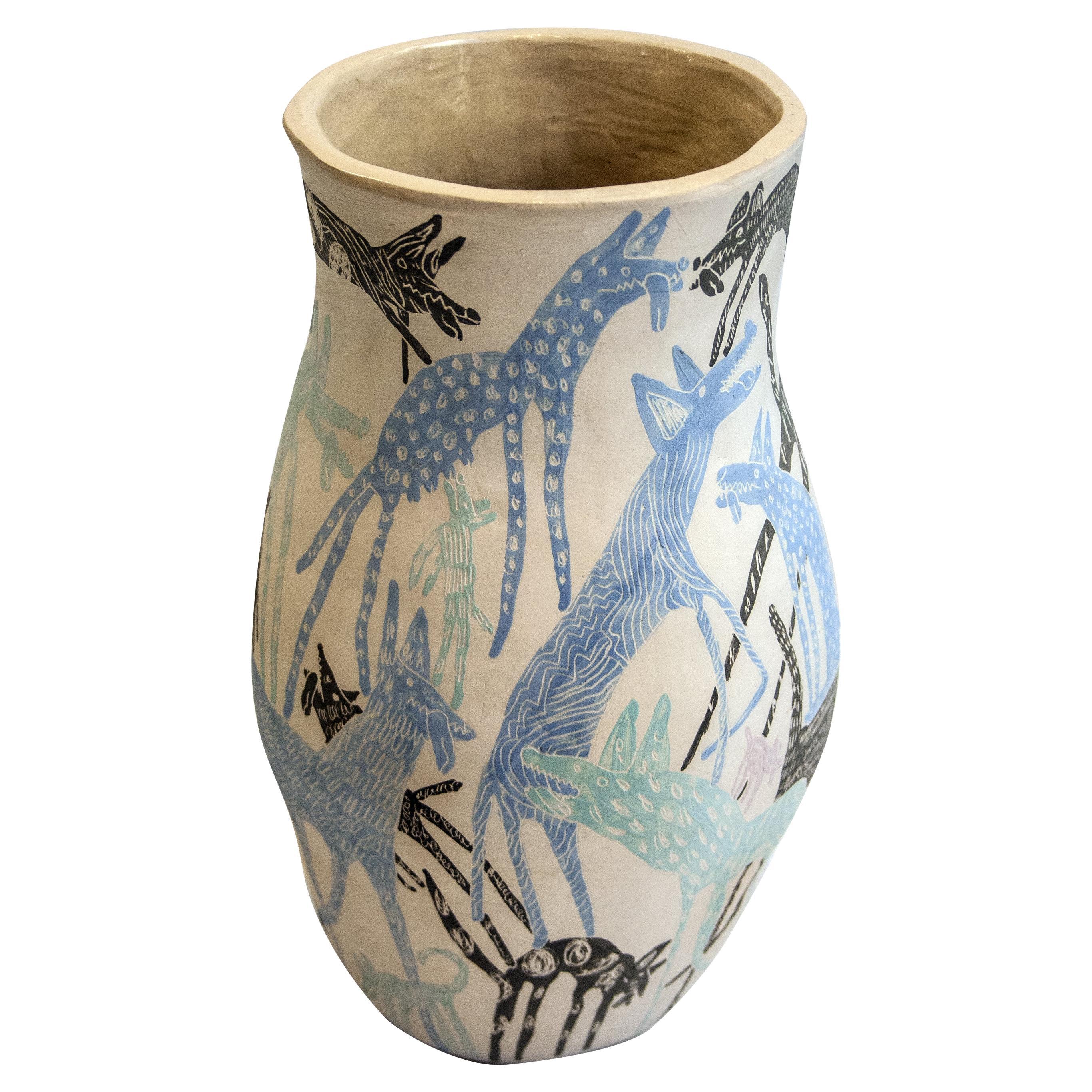 Handcrafted Ceramic Vase, "Stray Dogs" by "Elamorylabelleza" , Spain, 2022 For Sale