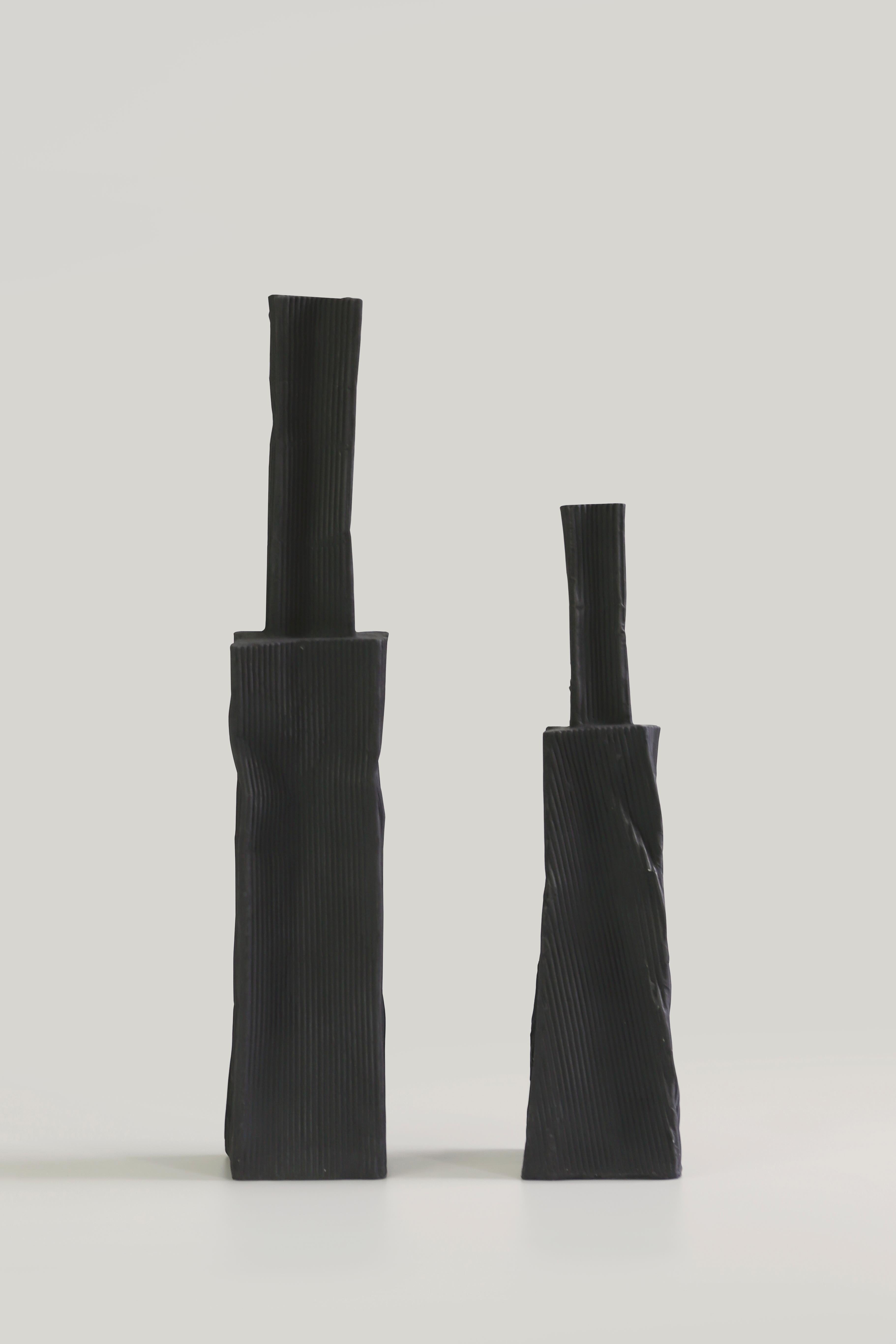 Vases en céramique fabriqués à la main (set de 2)- avec texture ondulée Neuf - En vente à 景德镇市, CN
