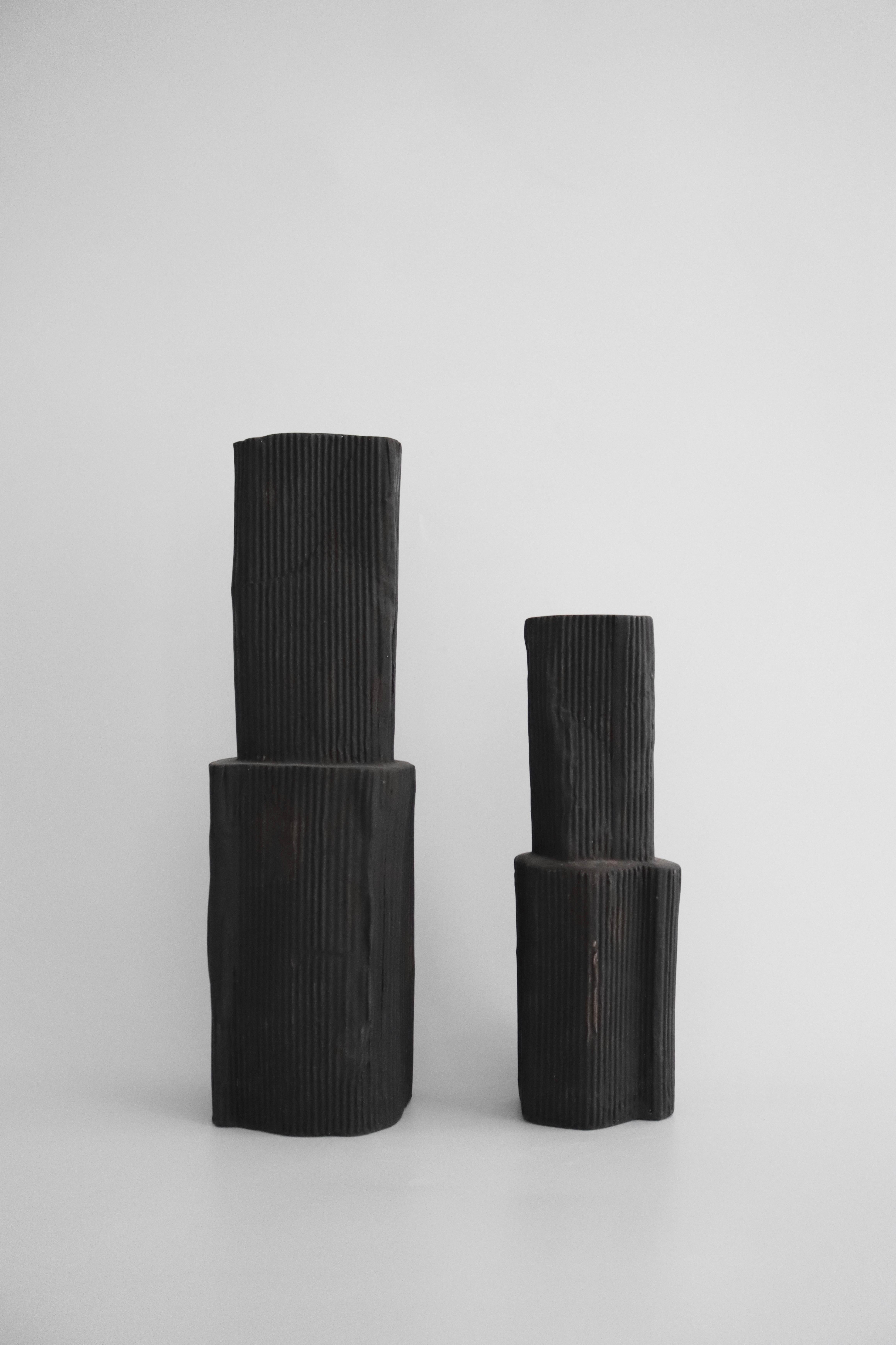 Vases en céramique fabriqués à la main (set de 2)- avec texture ondulée Neuf - En vente à 景德镇市, CN